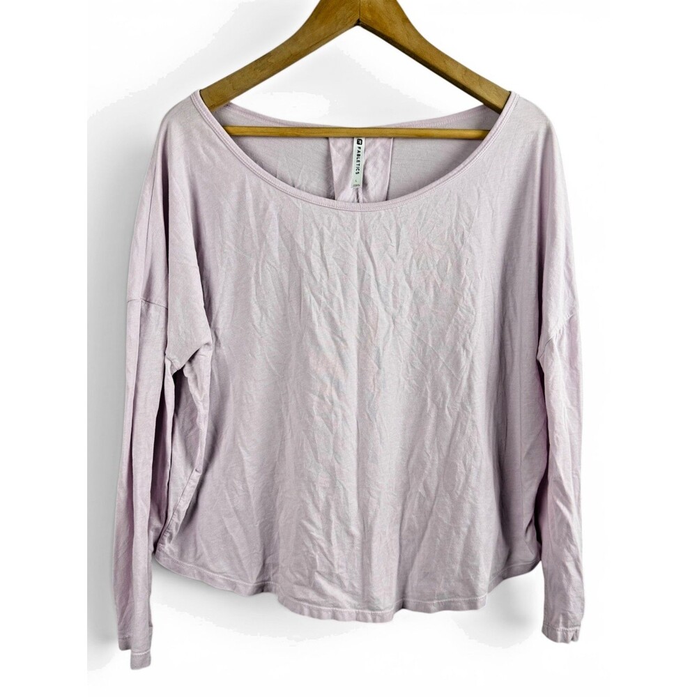 fabletics alyona soft pink purple yoga athleisure long sleeve pullover top large